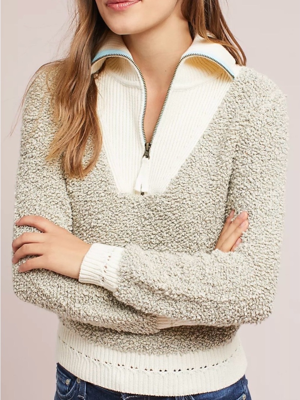 Anthropologie MOTH Quarter Zip Pullover Sweater XS